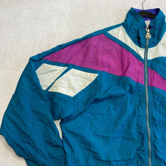 Vintage Reebok Track Jacket Mens M Green Full Zip Big Logo Windbreaker 90s - Picture 7 of 16